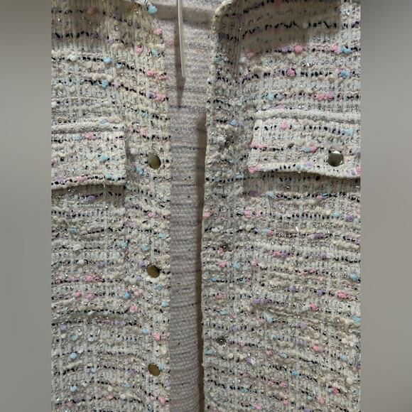 White pastel tweed jacket: size S fit up to L - Picture 2 of 15